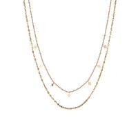Titanium Steel Jewelry Necklace, with 1.8inch extender chain, Rhombus, 18K gold plated, Double Layer & fashion jewelry & ball chain & for woman Approx 15.7 Inch, Approx 17.3 Inch [