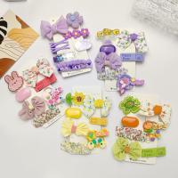 Children Hair Clip, Acrylic, with Cloth & Zinc Alloy, for children [