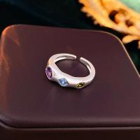 Цирконий Micro Pave Латунь палец кольцо, ювелирные изделия моды & инкрустированное микро кубического циркония & Женский, Много цветов для выбора продается PC[