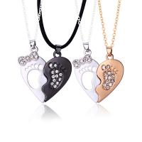 Couple Zinc Alloy Necklace, Heart, 2 pieces & fashion jewelry & Unisex & with rhinestone Approx 45 cm 