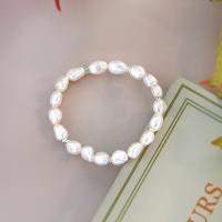 Bracelets de perles, perle d'eau douce cultivée, bijoux de mode & longueur différente pour le choix & pour femme, blanc, 6-7mm, Vendu par PC[