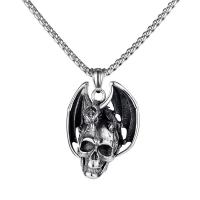 Stainless Steel Jewelry Necklace, 304 Stainless Steel, Skull, fashion jewelry & for man, original color, 39mm 