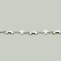 Stainless Steel Chain Jewelry, 304 Stainless Steel, Flower, Vacuum Ion Plating, DIY 