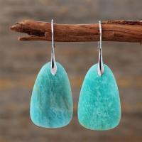 Gemstone Drop Earring, ​Amazonite​, with Iron, silver color plated, fashion jewelry & for woman, blue, 15-40mm [