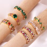 Rhinestone Brass Finger Ring, plated & for woman & with rhinestone [