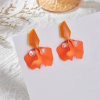 Zinc Alloy Drop Earring, petals, stoving varnish, fashion jewelry & for woman 