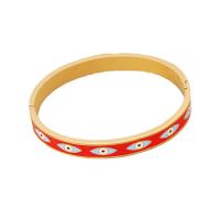 Evil Eye Jewelry Bracelet, 304 Stainless Steel, gold color plated, evil eye pattern & for woman & enamel & with rhinestone, Inner Approx [