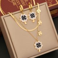 Fashion Stainless Steel Jewelry Sets, 304 Stainless Steel, with Resin, Flower, gold color plated & for woman 