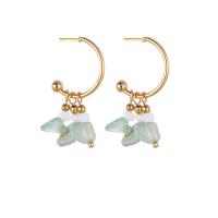 Gemstone Drop Earring, 304 Stainless Steel, with Natural Stone, Vacuum Ion Plating, fashion jewelry & for woman 