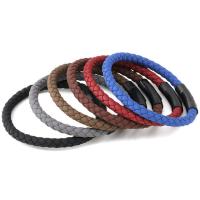PU Leather Cord Bracelets, Microfiber PU, with 316L Stainless Steel, knit, fashion jewelry & for woman 