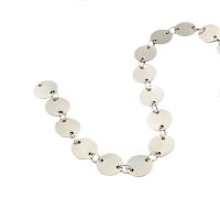Stainless Steel Chain Jewelry, 304 Stainless Steel, Flat Round, Vacuum Ion Plating, DIY [