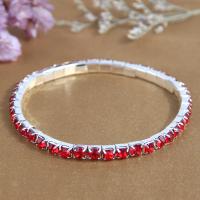 Zinc Alloy Rhinestone Bracelets, Iron, with Rhinestone, silver color plated, fashion jewelry & elastic & for woman 3mm, Inner Approx 46mm [
