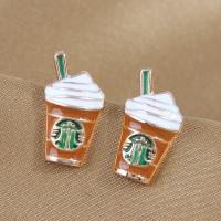 Enamel Zinc Alloy Stud Earring, Cup, plated, fashion jewelry & for woman 