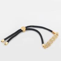 Bracelets en laiton, avec corde en nylon, couleur de haute qualité d'or plaqué, Longueur réglable & bijoux de mode & pavé de micro zircon Environ 12.1 cm, Vendu par PC[