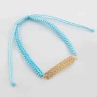 Bracelets en laiton, avec corde en nylon, couleur de haute qualité d'or plaqué, Longueur réglable & bijoux de mode & pavé de micro zircon Environ 15.8 cm, Vendu par PC[