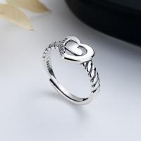 Sterling Silver Finger Ring, 925 Sterling Silver, Heart, Antique finish, fashion jewelry & for woman, 9mm 