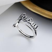 Sterling Silver Finger Ring, 925 Sterling Silver, Alphabet Letter, Antique finish, fashion jewelry & for woman, 15mm 