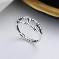 Sterling Silver Finger Ring, 925 Sterling Silver, Antique finish, fashion jewelry & for woman, 6mm 