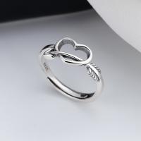 Sterling Silver Finger Ring, 925 Sterling Silver, Heart, Antique finish, fashion jewelry & for woman & hollow, 8mm 