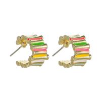 Enamel Zinc Alloy Stud Earring, KC gold color plated, fashion jewelry & for woman 