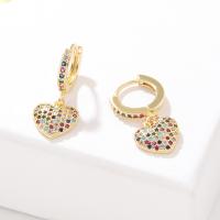 Cubic Zirconia Micro Pave Brass Earring, Heart, fashion jewelry & micro pave cubic zirconia & for woman [