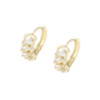 Boucles d'oreilles en laiton zircon cubique pavent, bijoux de mode & pavé de micro zircon & pour femme, doré Vendu par paire[