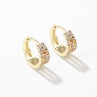 Boucles d'oreilles en laiton zircon cubique pavent, bijoux de mode & pavé de micro zircon & pour femme, doré Vendu par paire[
