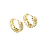 Boucles d'oreilles en laiton zircon cubique pavent, bijoux de mode & pavé de micro zircon & pour femme, doré, 16mm, Vendu par paire[
