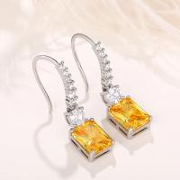 Cubic Zirconia Micro Pave Brass Earring, fashion jewelry & micro pave cubic zirconia & for woman, 27mm,9*7mm [