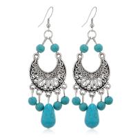 Turquoise Zinc Alloy Earring, with turquoise, plated, fashion jewelry & folk style & for woman, mixed colors [