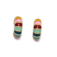 Enamel Zinc Alloy Stud Earring, gold color plated, fashion jewelry & for woman, mixed colors [