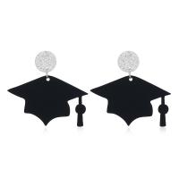 Acrylic Drop Earring, Zinc Alloy, with Acrylic, doctorial hat, plated, fashion jewelry & for woman, black [