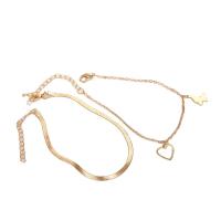 Zinc Alloy Anklet, 2 pieces & fashion jewelry & for woman 