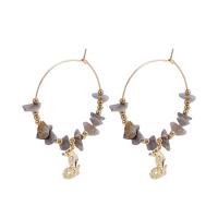 Gemstone Drop Earring, Zinc Alloy, with Gemstone, plated, fashion jewelry & for woman 