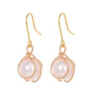 Brass Drop Earring, gold color plated, fashion jewelry & for woman, golden [
