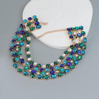 Collier de mode Multi couche, alliage de zinc, avec 8.2 chaînes de rallonge, bijoux de mode & pour femme & avec strass, plus de couleurs à choisir Environ 39.5 cm, Vendu par PC[