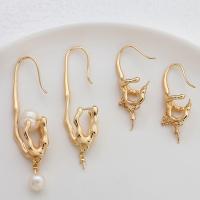 Brass Earring Drop Component, real gold plated, for woman, golden [