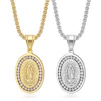 Titanium Steel Jewelry Necklace, Virgin Mary, Vacuum Ion Plating & micro pave cubic zirconia & for woman Approx 23.6 Inch [