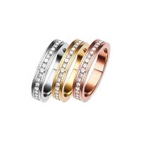 Titanium Steel Finger Ring, Vacuum Ion Plating, fashion jewelry & polished & micro pave cubic zirconia & for woman [