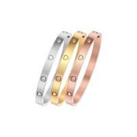 Titanium Steel Bangle, Vacuum Ion Plating, fashion jewelry & polished & for woman & with cubic zirconia 58*6mm 