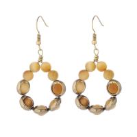 Gemstone Drop Earring, Tiger Eye, with Brass & Iron & 304 Stainless Steel, Vacuum Ion Plating, fashion jewelry & for woman, golden, 15-80mm 