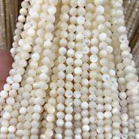 Weiße Lippenschale Perlen, rund, poliert, DIY & verschiedene Größen vorhanden, weiß, Länge:ca. 38 cm, verkauft von Strang