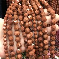Goldstein Perlen, Goldsand, poliert, DIY & verschiedene Größen vorhanden & facettierte, rot, Länge:ca. 38 cm, verkauft von Strang[