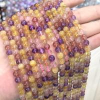 Gemischte Farbe Quarz Perlen, Super Sieben Kristall, rund, poliert, DIY & verschiedene Größen vorhanden, gemischte Farben, Länge:ca. 38 cm, verkauft von Strang