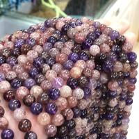 Gemischte Farbe Quarz Perlen, Super Sieben Kristall, rund, poliert, DIY & verschiedene Größen vorhanden, gemischte Farben, Länge:ca. 38 cm, verkauft von Strang[