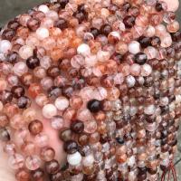 Perles de pierre gemme mixte, Marbre rouge, Rond, poli, DIY & normes différentes pour le choix, couleurs mélangées Environ 38 cm, Vendu par brin[