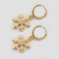 Cubic Zirconia Micro Pave Brass Earring, Snowflake, high quality gold color plated, fashion jewelry & micro pave cubic zirconia & for woman [