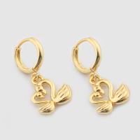 laiton boucle d'oreille leverback, cygne, couleur de haute qualité d'or plaqué, bijoux de mode & pour femme Vendu par paire[