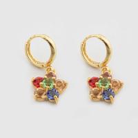 Cubic Zirconia Micro Pave Brass Earring, Flower, high quality gold color plated, fashion jewelry & micro pave cubic zirconia & for woman 
