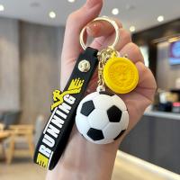 Plastic Key Chain, Soft PVC, with Zinc Alloy, Football, cute & multifunctional & Unisex 